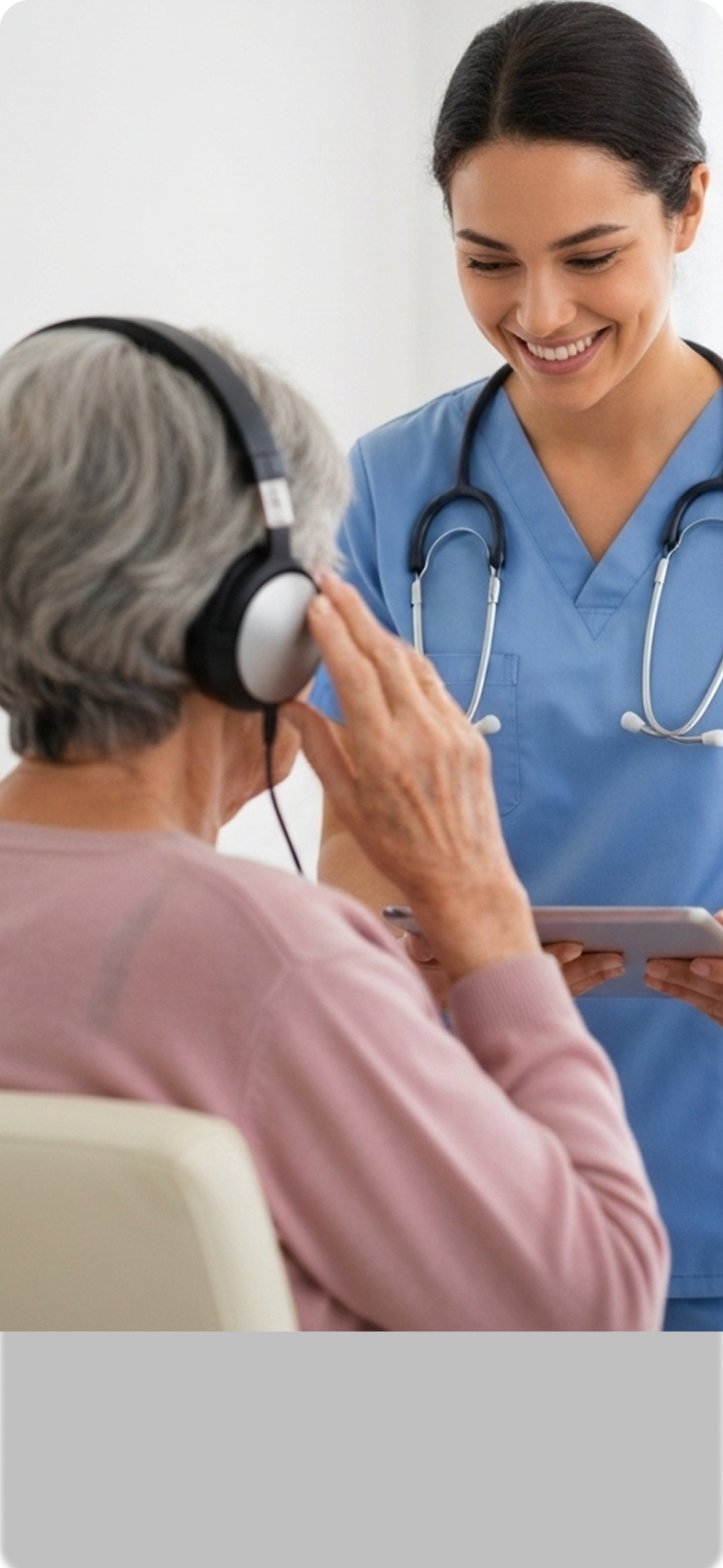 Caring nurse with patient